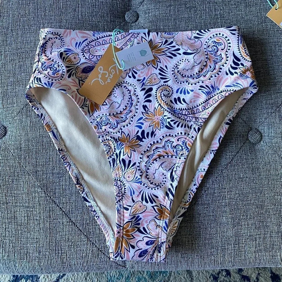 New Double Ruffle Bandeau and High Waist Bottoms Bikini - Kona Sol Small - Picture 4 of 9